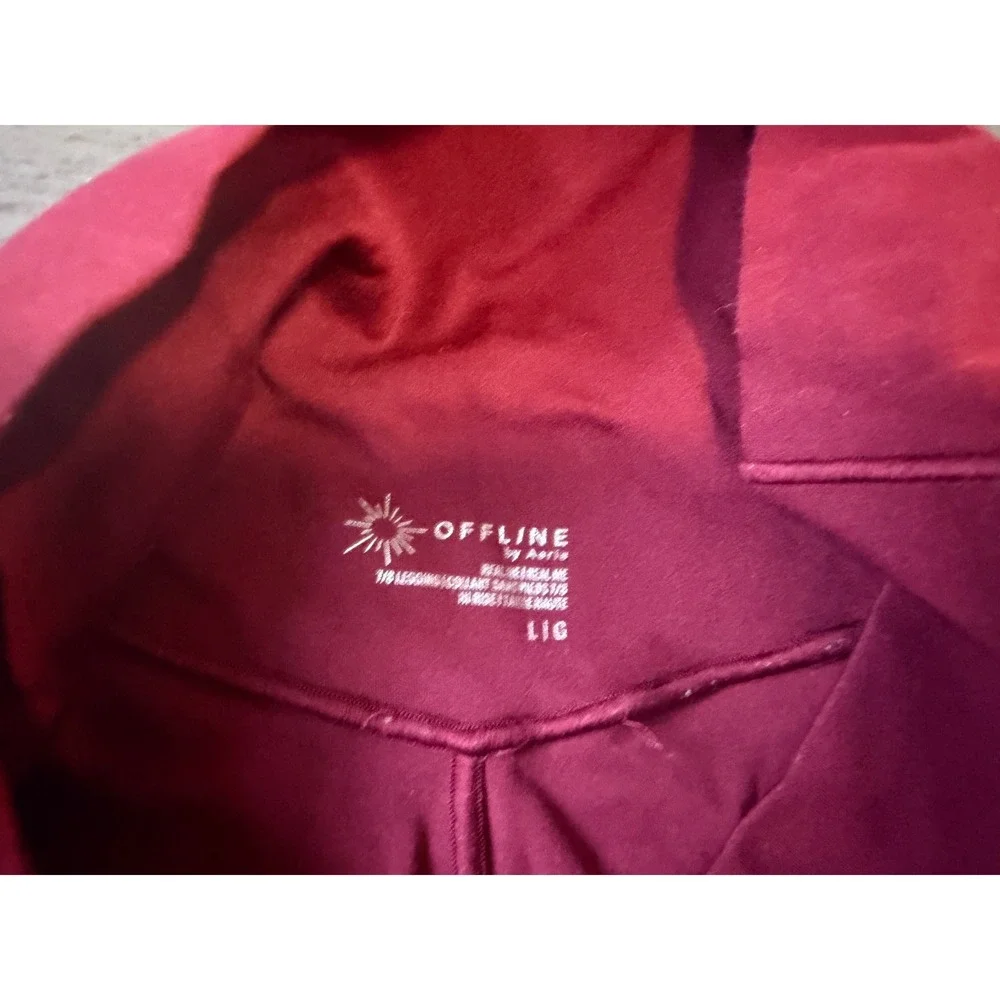 OFFLINE by Aerie Real Me High Waisted Crossover 7/8 Leggings Burgundy Large